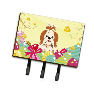 Easter Eggs Contemporary Shih Tzu Leash or Key Holder The Holiday Aisle® Color: White/Yellow