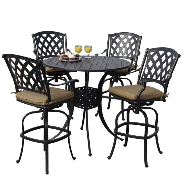 Campton 5 Piece Bar Height Dining Set with Cushions by Fleur De Lis Living