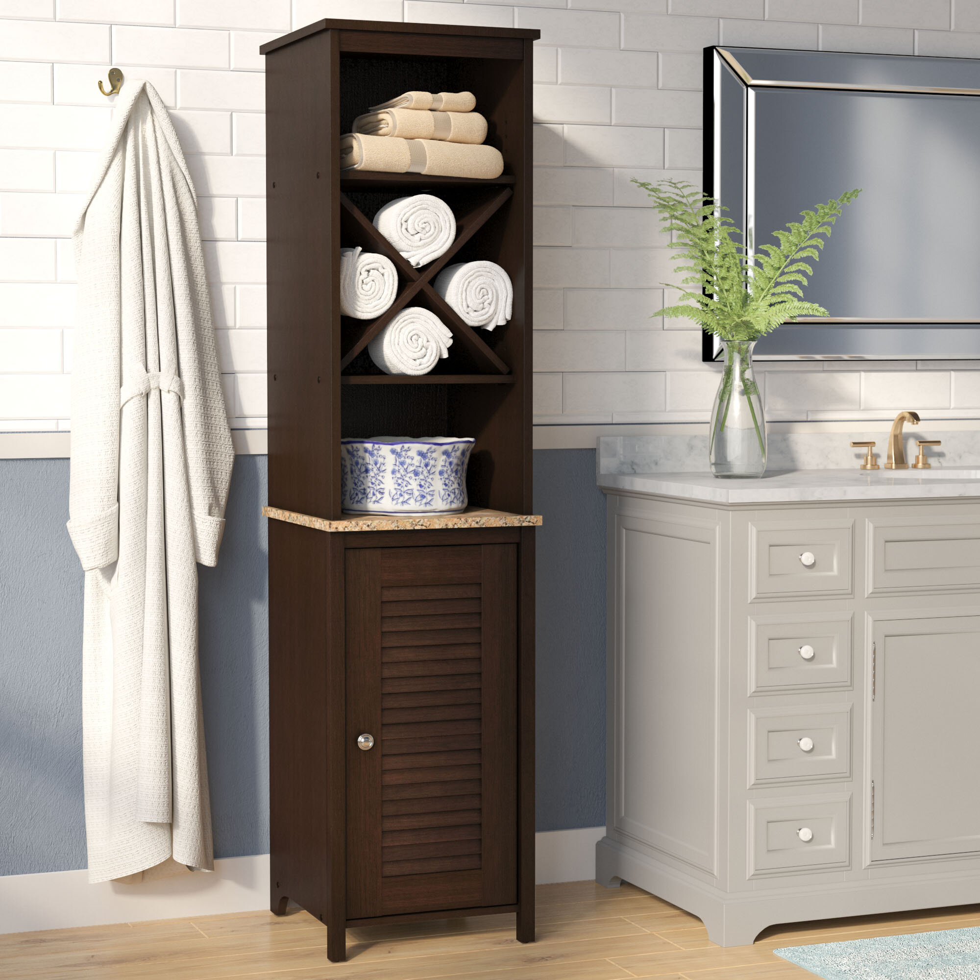 Amazon Com Giantex Bathroom Floor Cabinet Wooden With 1 Door 4