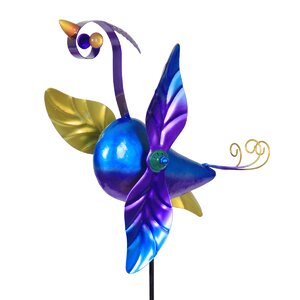 Metal Peacock Whirligig Garden Stake