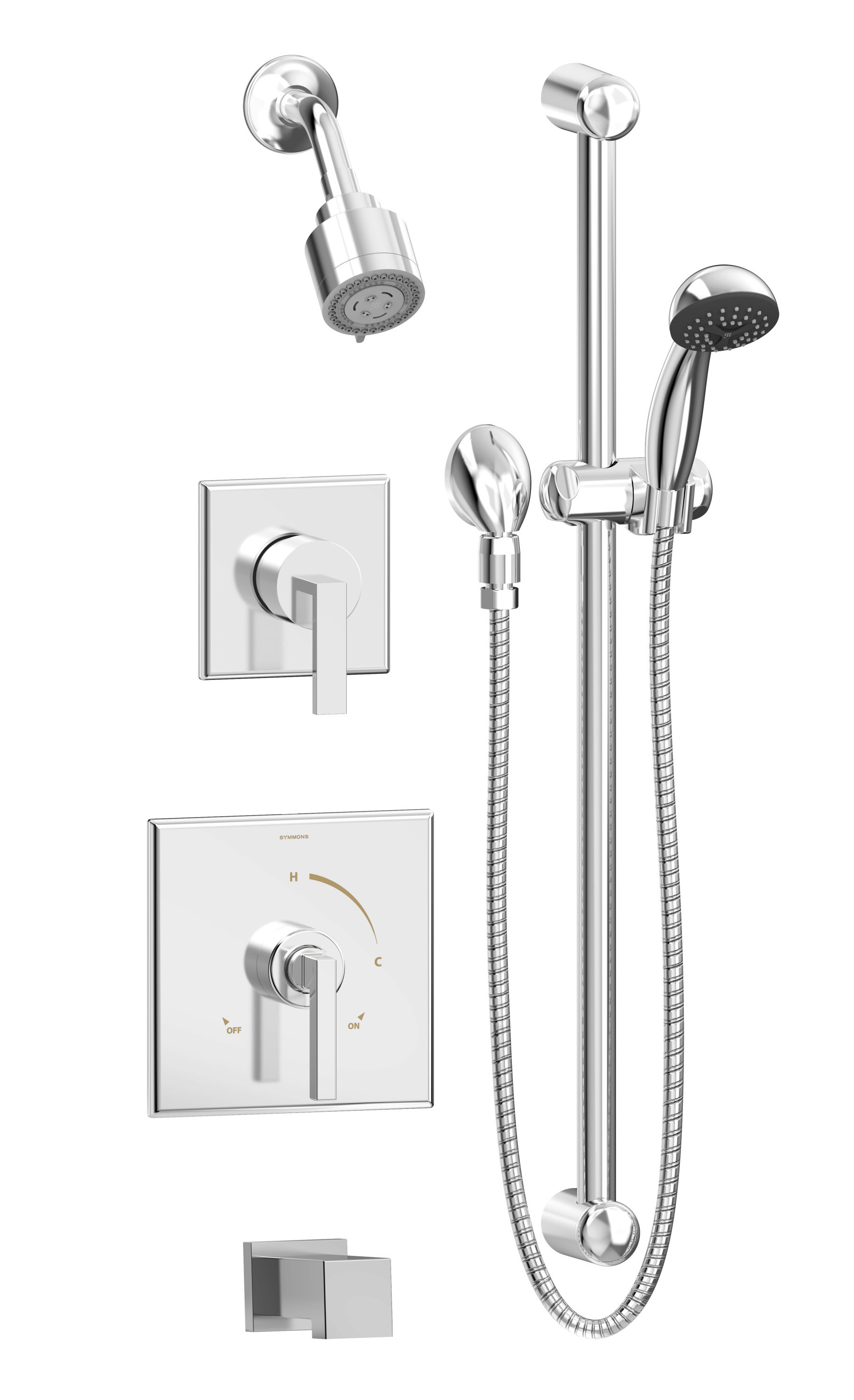 Symmons Duro 2 Handle And 3 Spray Pressure Balanced Tub And Shower