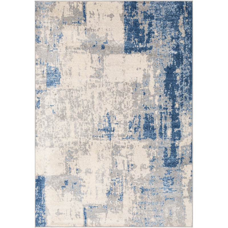 Williston Forge Solorzano Abstract Gray Silver Gray Area Rug