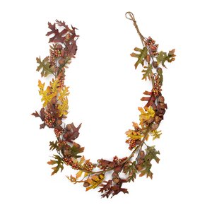 Glittered Acorn and Hawthorne Leaf Artificial Thanksgiving Garland