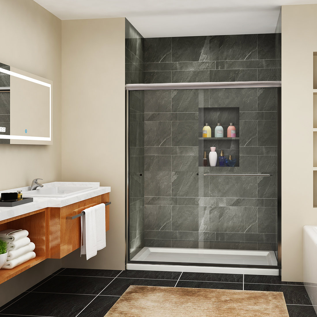Watqen 60 X 72 Double Sliding Semi Frameless Shower Door Wayfair