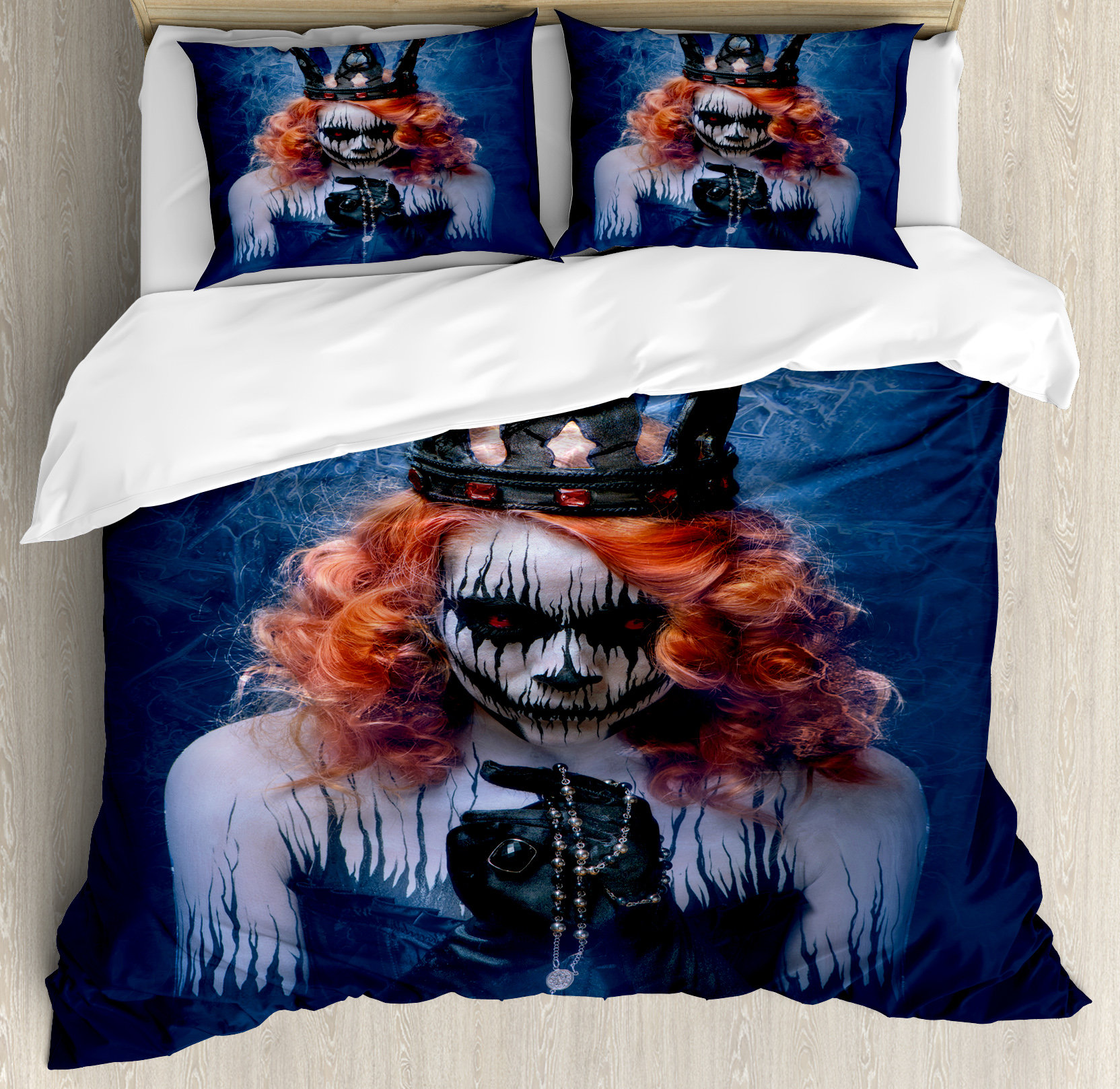 Ambesonne Queen Of Death Scary Body Art Halloween Evil Face