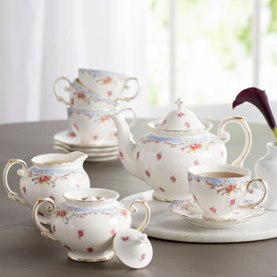 Teapots You Ll Love Wayfair Hemby 11 Piece Vintage Blue Rose Porcelain Tea Set