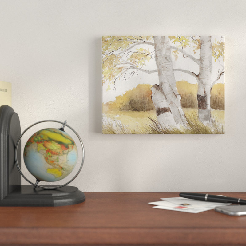 Charlton Home Autum Birch Trees Wrapped Canvas Painting Print