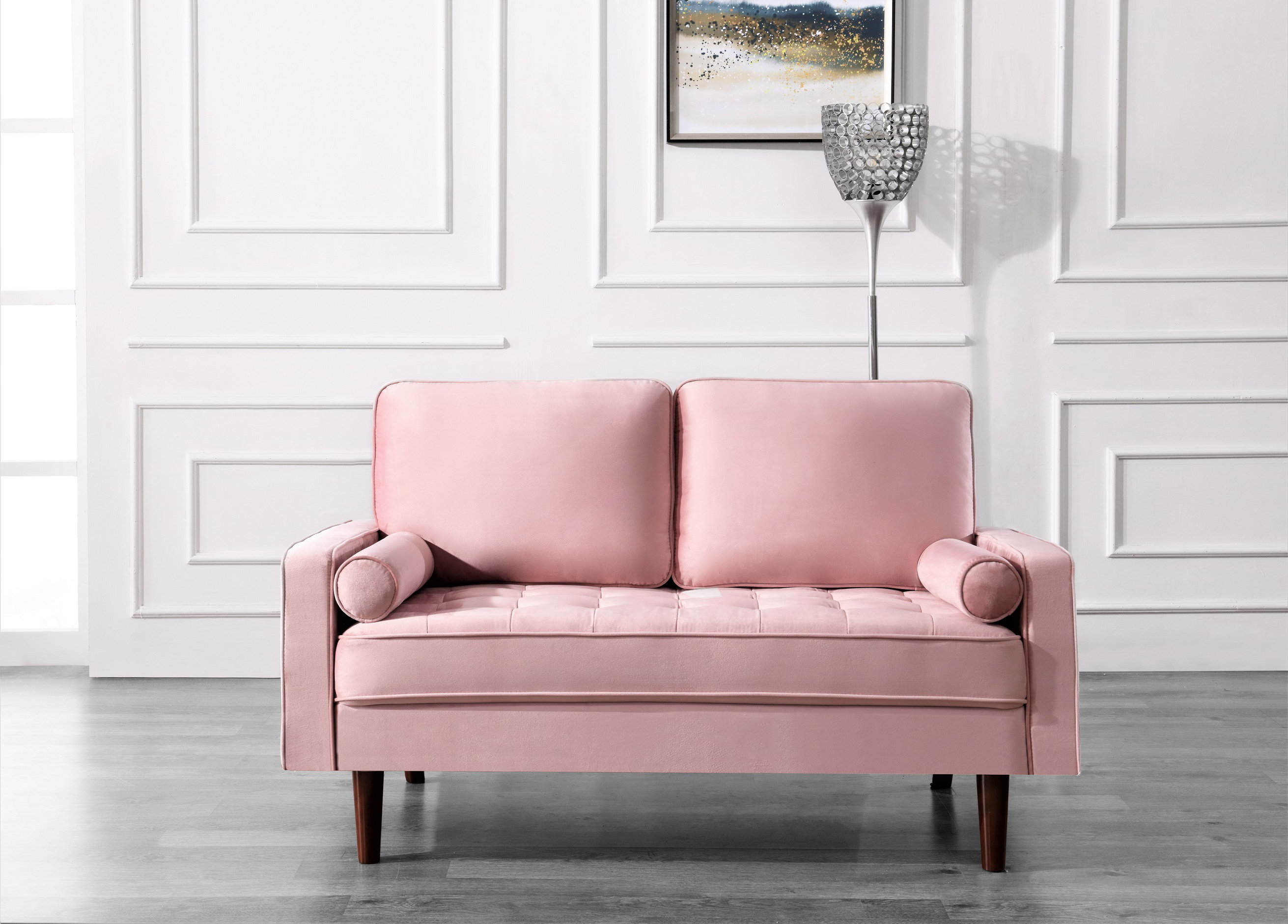 Mercer41 Clovis 57 87 Recessed Square Arms Loveseat Reviews