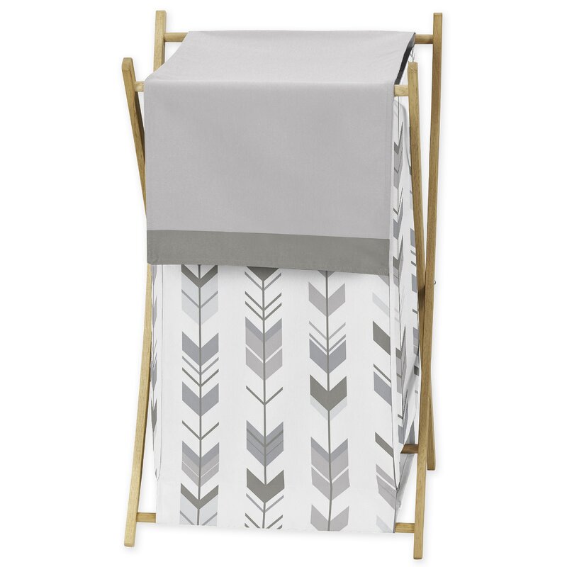 grey and white laundry hamper