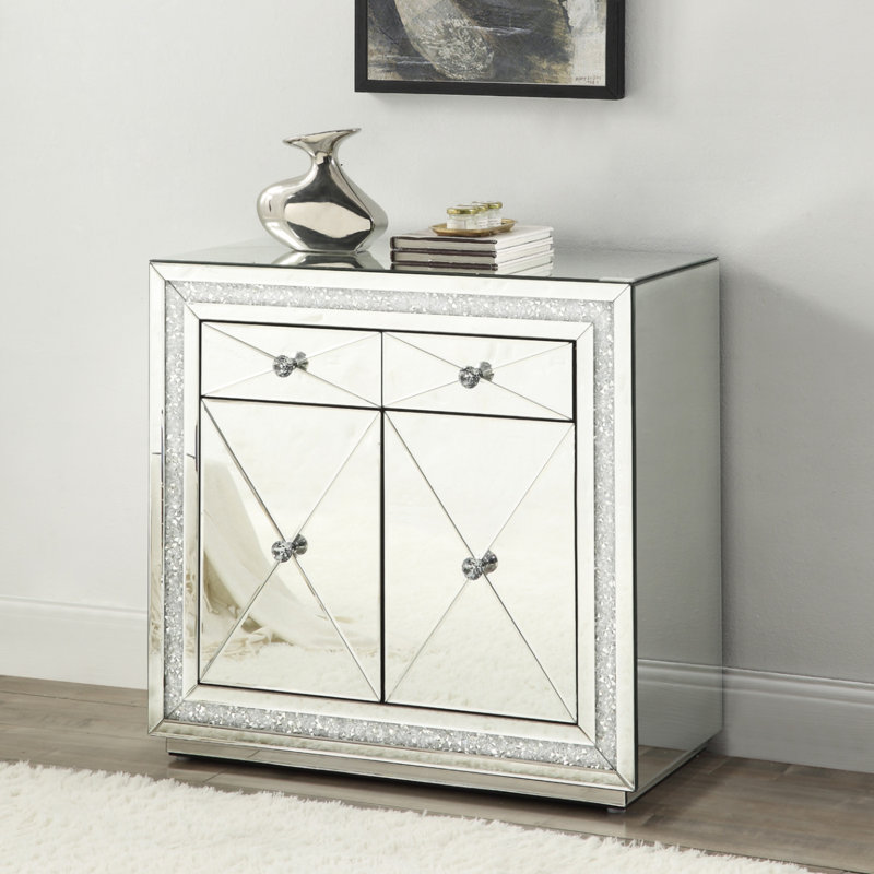 Rosdorf Park Faustina 2 Door Mirrored Accent Cabinet | Wayfair