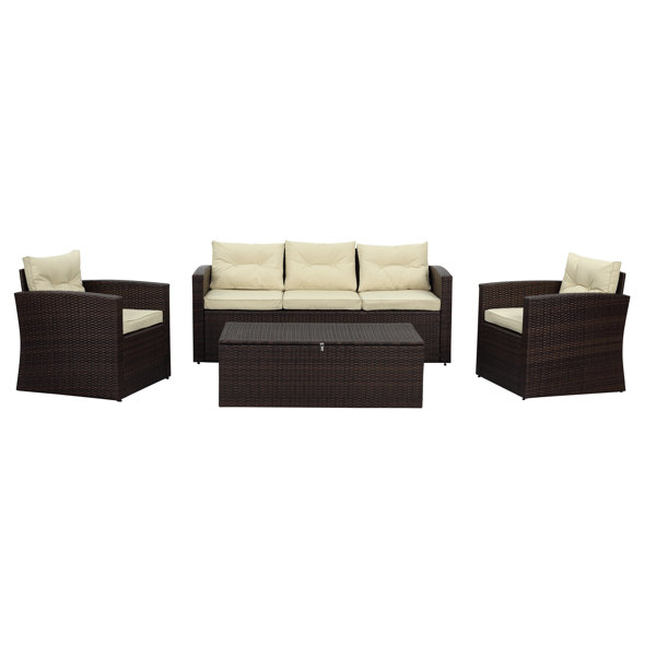 Arlington 4 Piece Wicker Sofa Seating Group With Cushions Arlington 4 Piece Wicker Sofa Seating Group With Cushions