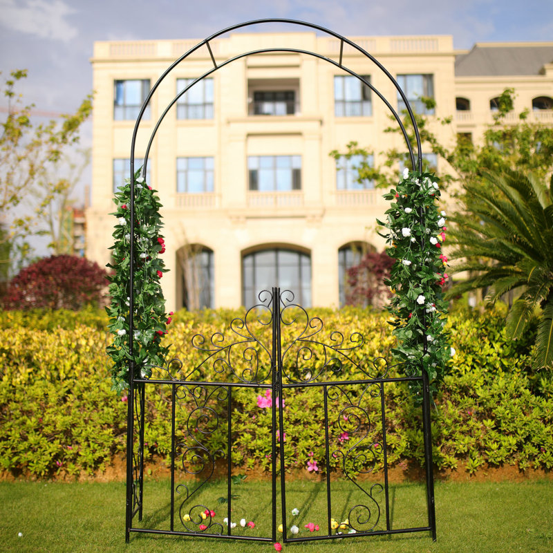 1 Go Steel Garden Arch With Gate 7 5 High X 4 2 Wide