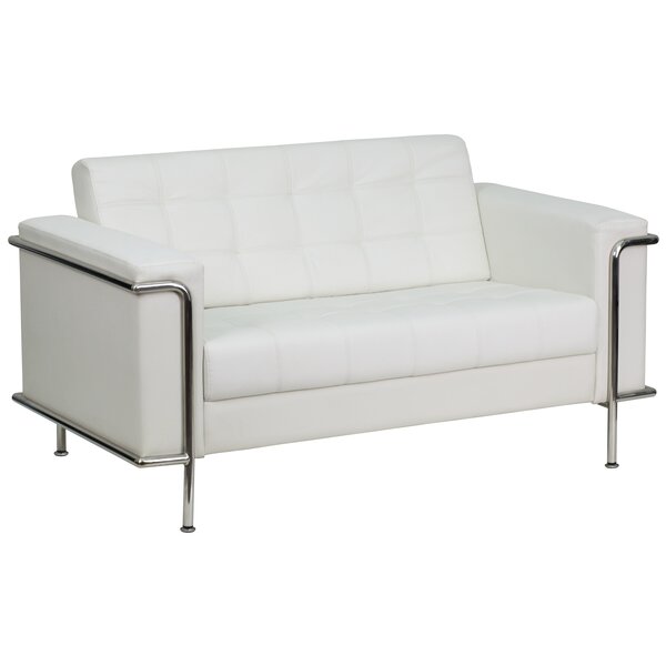 Myron Contemporary Leather Loveseat By Wade Logan