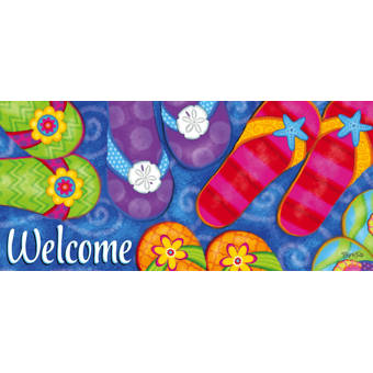 The Holiday Aisle Hudak Snowman Snuggles Sassafras Switch 22 In X 10 In Non Slip Outdoor Door Mat Wayfair