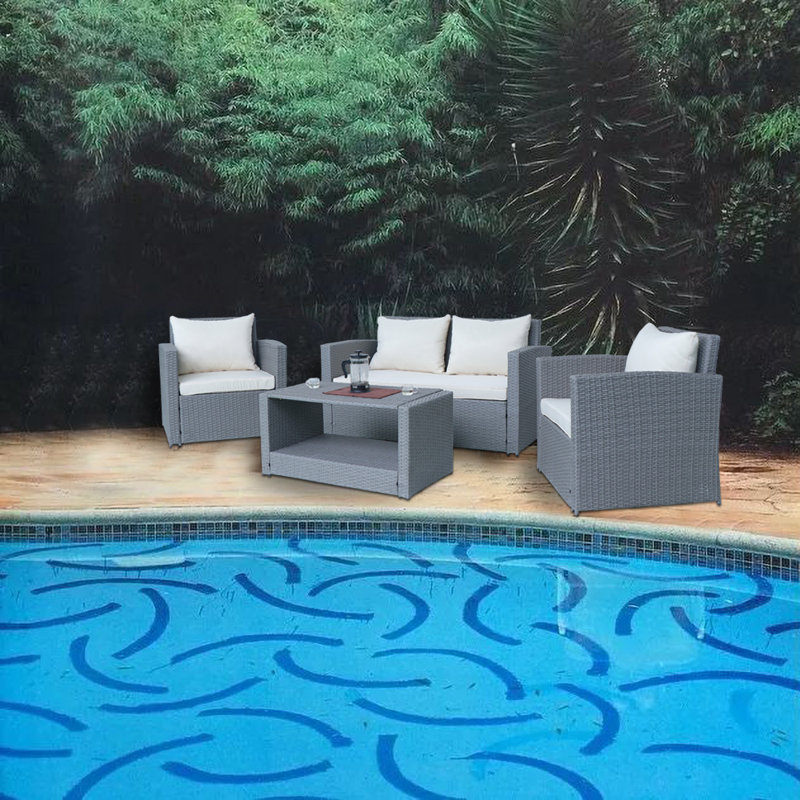 Hitterdal Patio 4 Piece Sofa Seating Group with Cushions