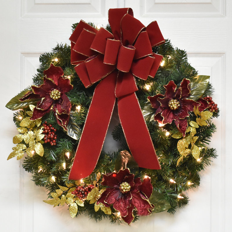 The Holiday Aisle 24" Christmas Wreath with Red Bow and ...
