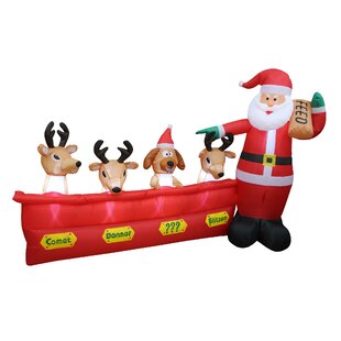 72/" NEW  6/' SANTA HAT REINDEER Lighted Christmas Airblown Inflatable Outdoor