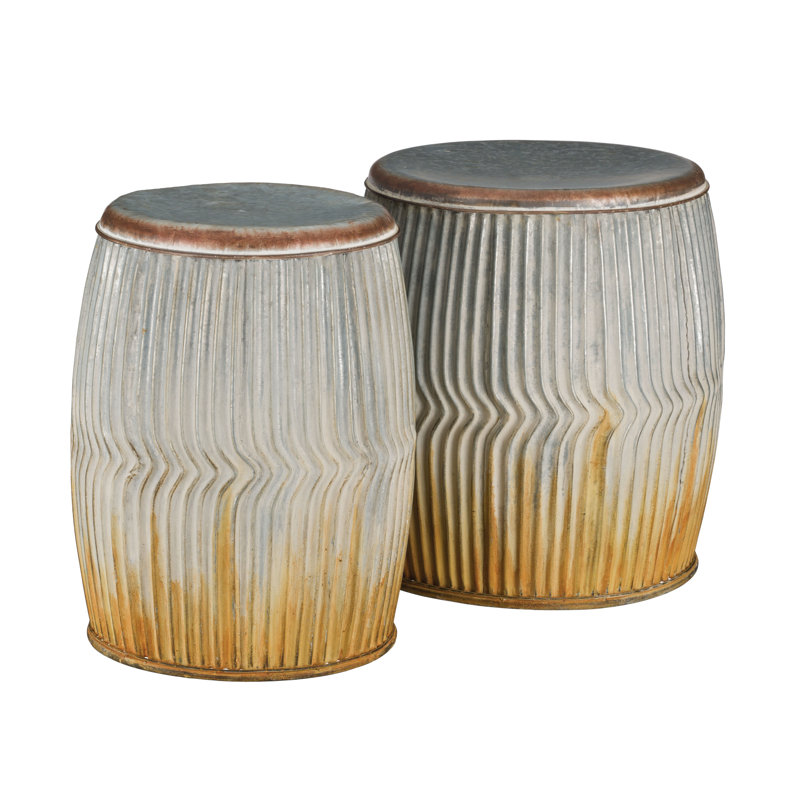 Regal Art Gift Galvanized Ridges 2 Garden Stool Set Wayfair Galvanized Ridges 2 Garden Stool Set