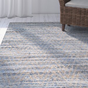 Gilchrist Hand-Woven Natural/Blue Area Rug