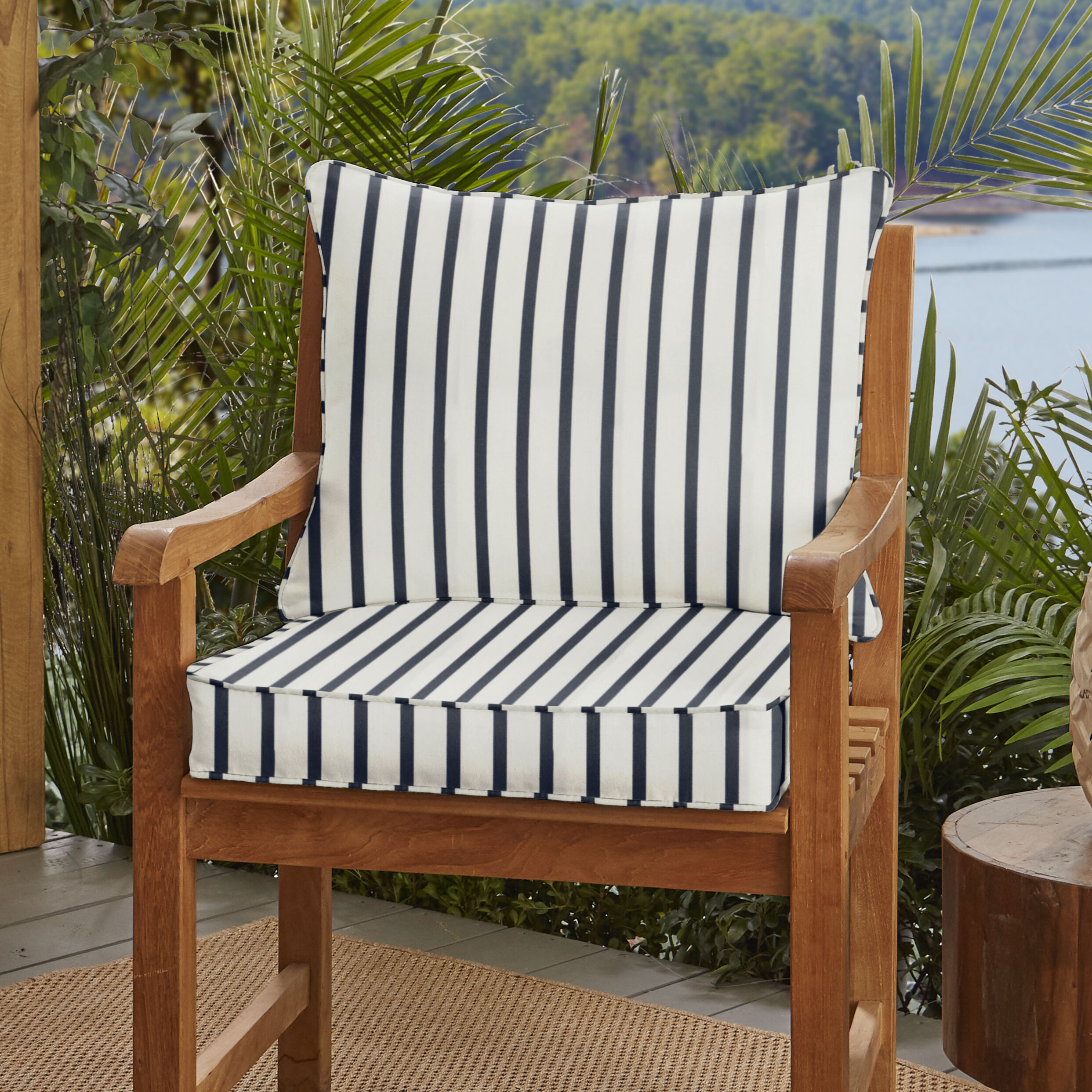 Whitten Stripe Indoor Outdoor Sunbrella Lounge Chair Cushion Reviews Birch Lane