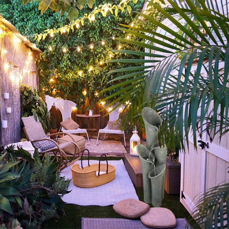 Wature Resin Waterfall Garden Curved Cascading Indoor Outdoor With