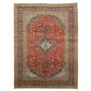 Kashan Hand-Knotted Red/Blue/Brown Area Rug