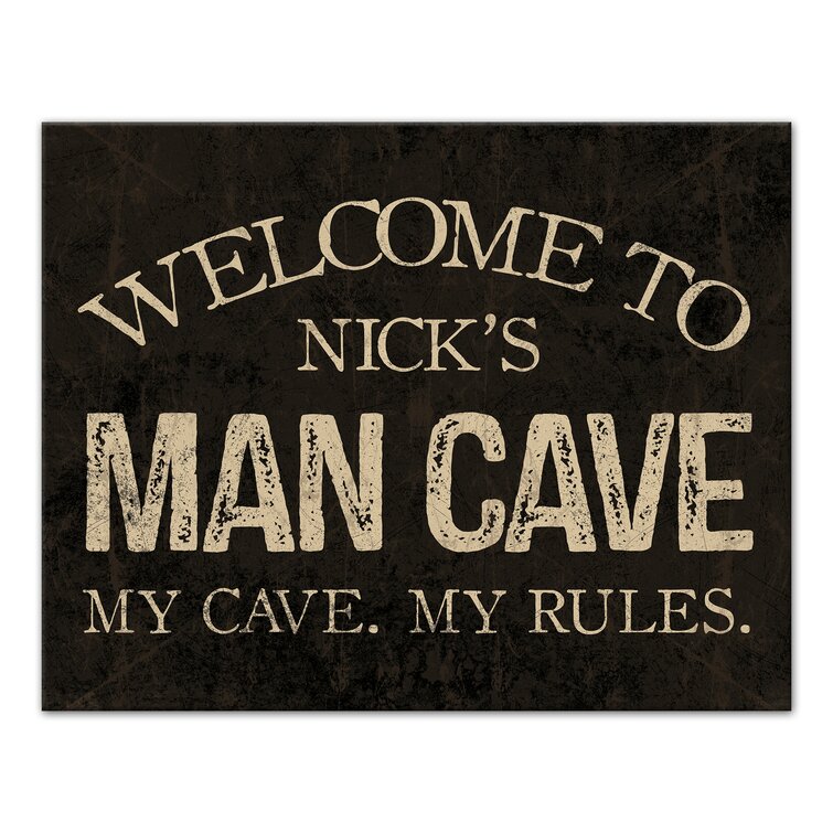 Man Cave House Rules Typography SINGLE CANVAS WALL ART Picture Print VA 