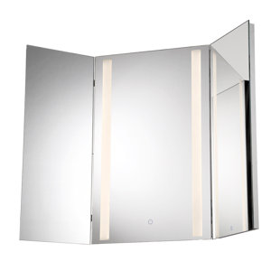 Tri Fold Wall Mirror Wayfair Stoltenberg Tri Fold Led Bathroom Vanity Mirror