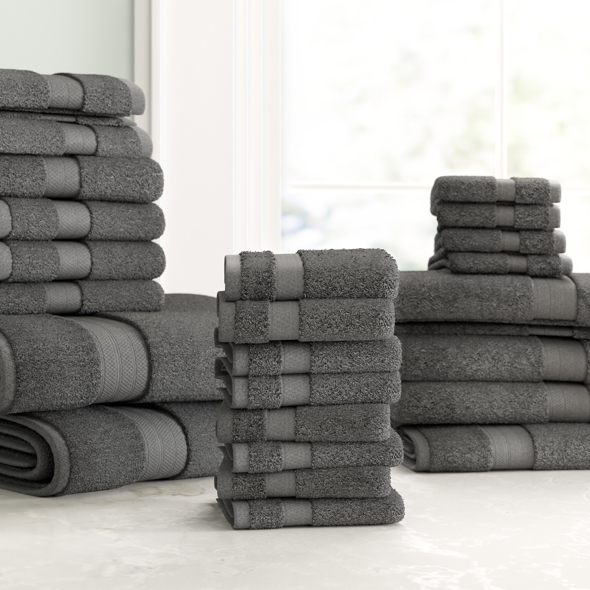6 Piece Bath Towel Set 100% Egyptian Cotton 725 Gram 10 Colors Luxurious Towels 
