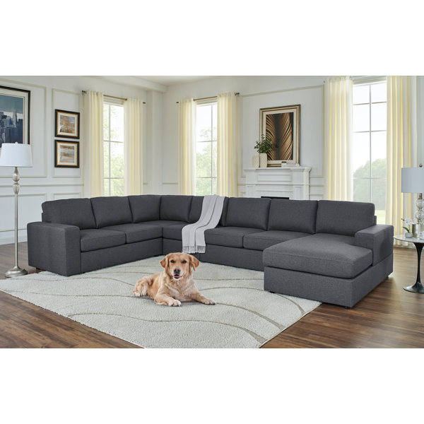 Details about   Modern 5-Seater Sectional Sofa Set Reversible Chaise Lounge Brown Microfiber 