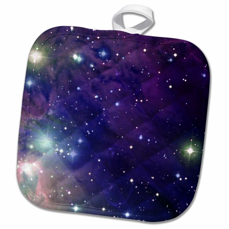 Cats in Space Galaxy Oven Mitt Insulated Pot Holder Blue Quilted Oven Glove Purple and Black Modern Cotton Potholder Housewarming Gift