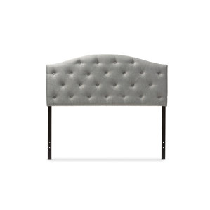 Myra Grey Scalloped Full Upholstered P..