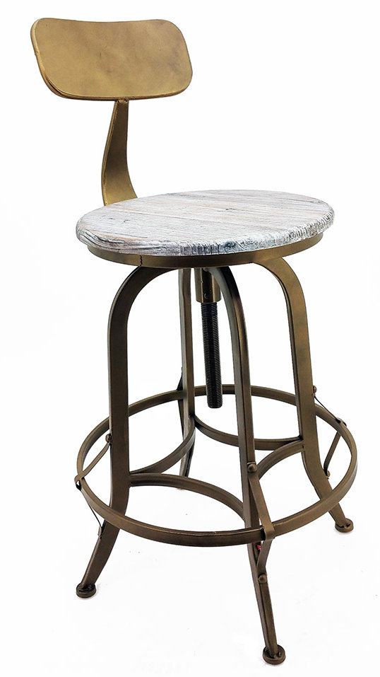 Set of 4 Arthur Retro Steel Rotating Adjustable Height Barstool Vintage Pewter Vandue SETOF4ARTHUR-PEWTER