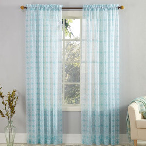 Mora Geometric Sheer Rod Pocket Single Curtain Panel