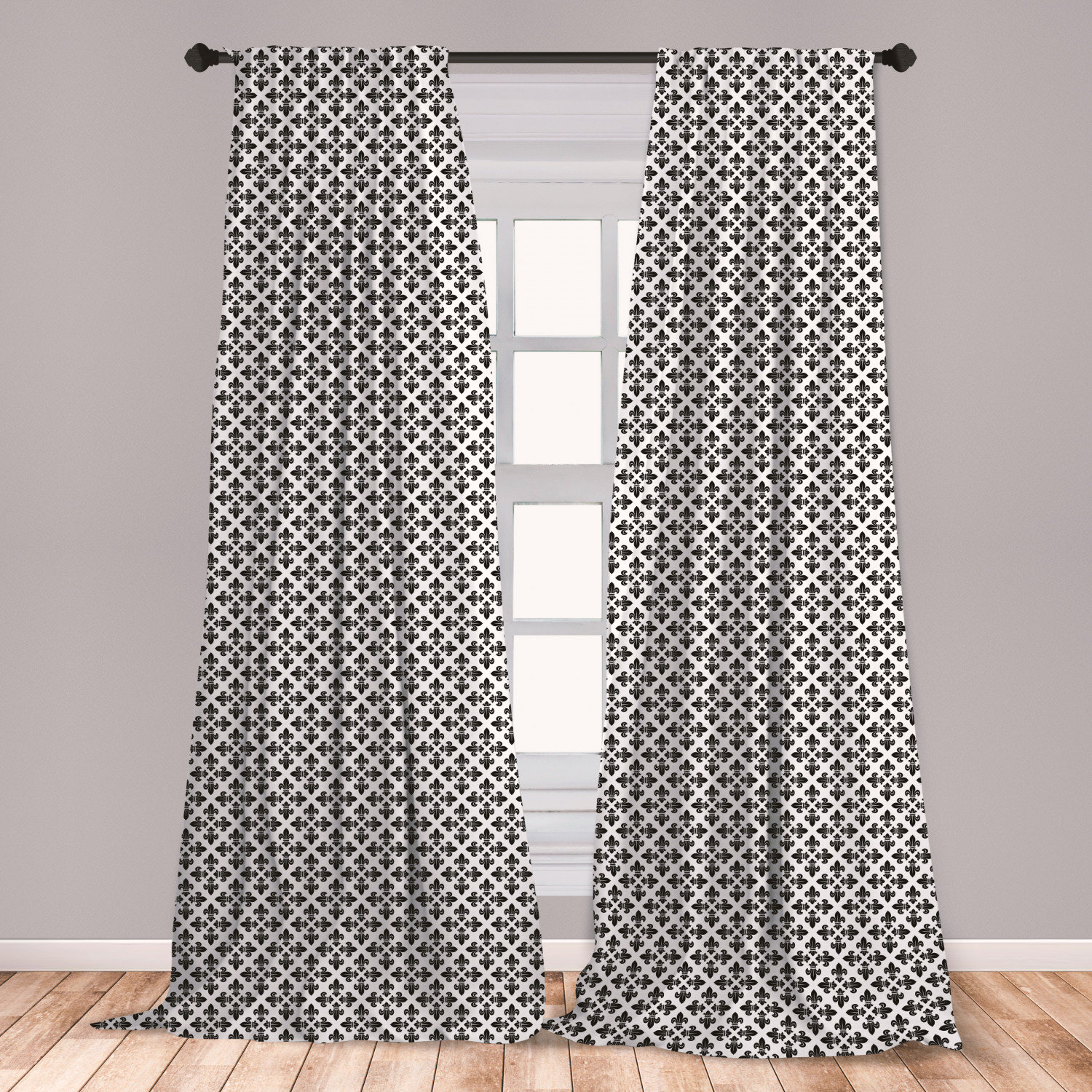 East Urban Home Ambesonne Fleur De Lis Curtains Monochrome