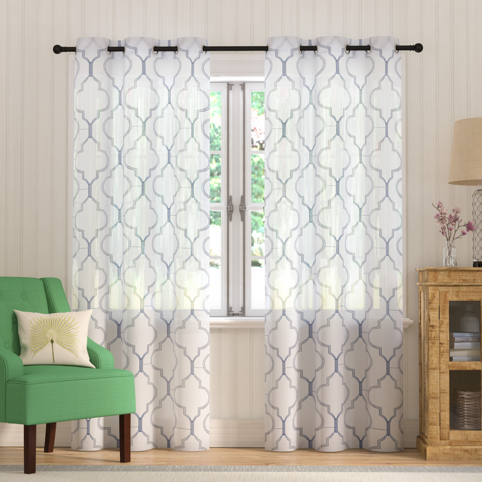 Andover Mills Sorensen Geometric Sheer Grommet Curtain Panels