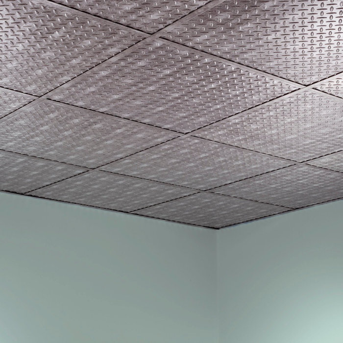 Fasade Diamond Plate Revealed Edge 2 Ft X 2 Ft Lay In Ceiling