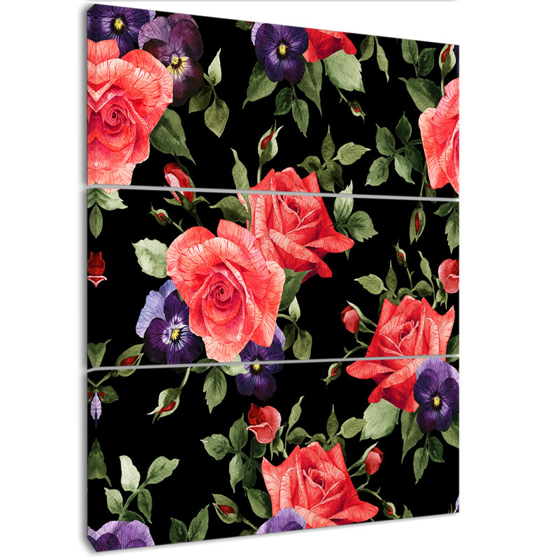 East Urban Home Pansy Flowers Rose Patterns Oil Painting Print