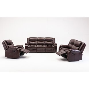 Cibis 3 Piece Faux Leather Reclining Living Room Set by Latitude Run®
