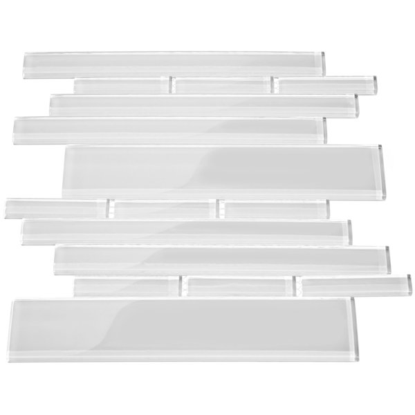 Club Random Sized Glass Mosaic Tile in Bright White by Giorbello