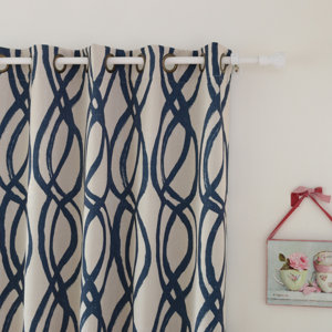 Wave Room Geometric Room Darkening Grommet Curtain Panels (Set of 2)