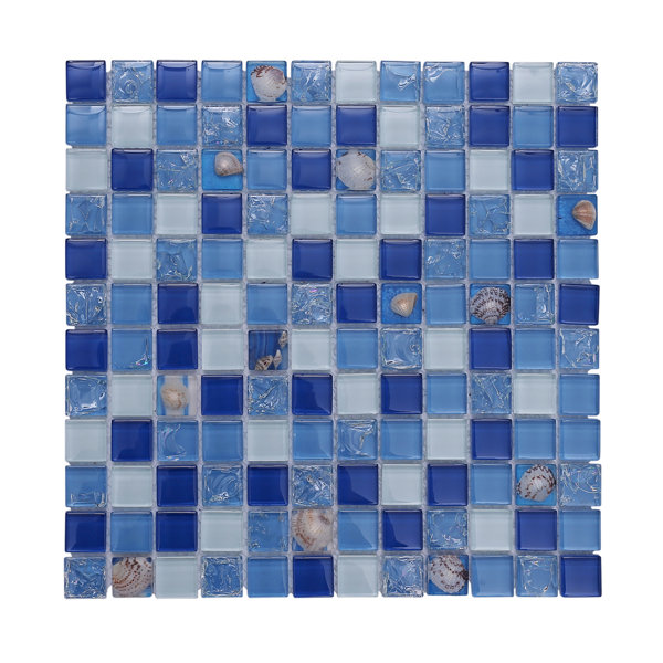 Florida Pool 12 x 12 Glass Mosaic Backsplash Tile in Blue by Vetromani