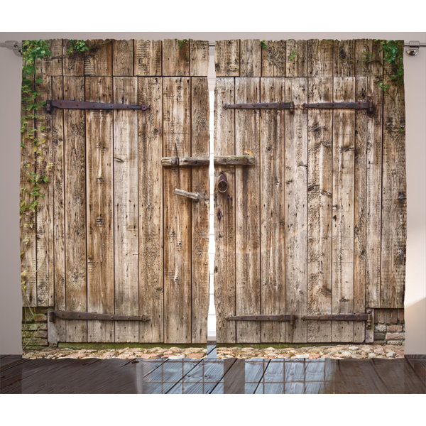 Gracie Oaks Bethany Rustic Old Oak Closed Garage Door With Steel