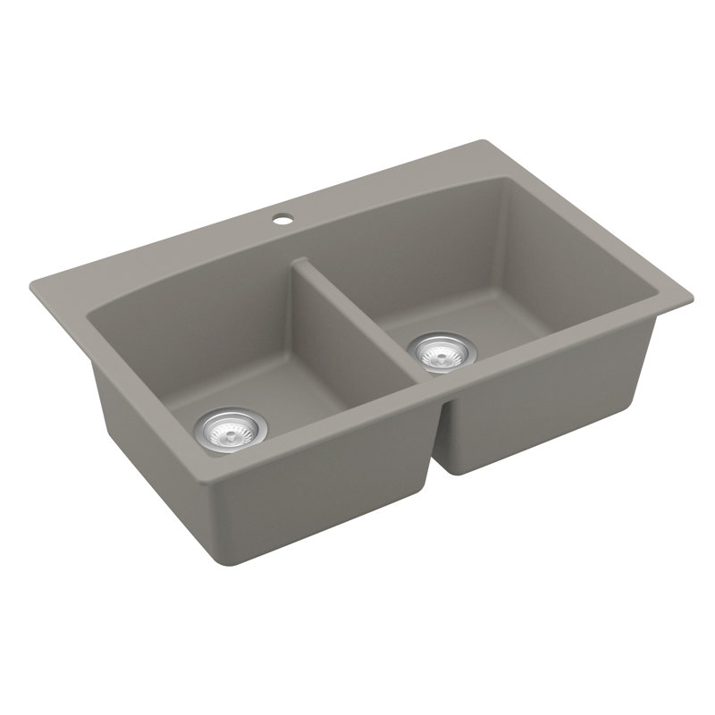 Karran Quartz 33 L X 22 W Double Basin Drop In Kitchen Sink Double Basin Drop In Kitchen Sink