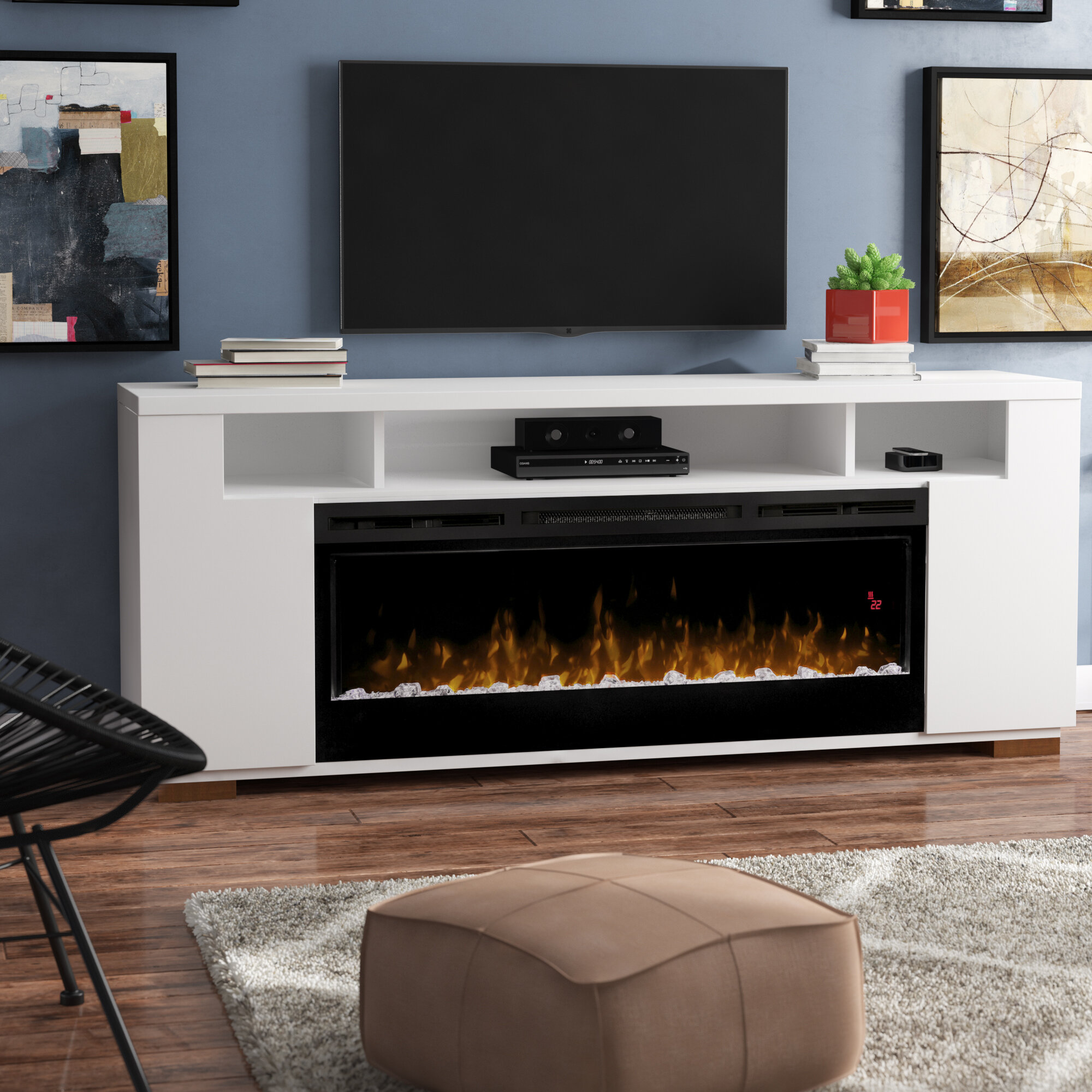tv console with fireplace insert