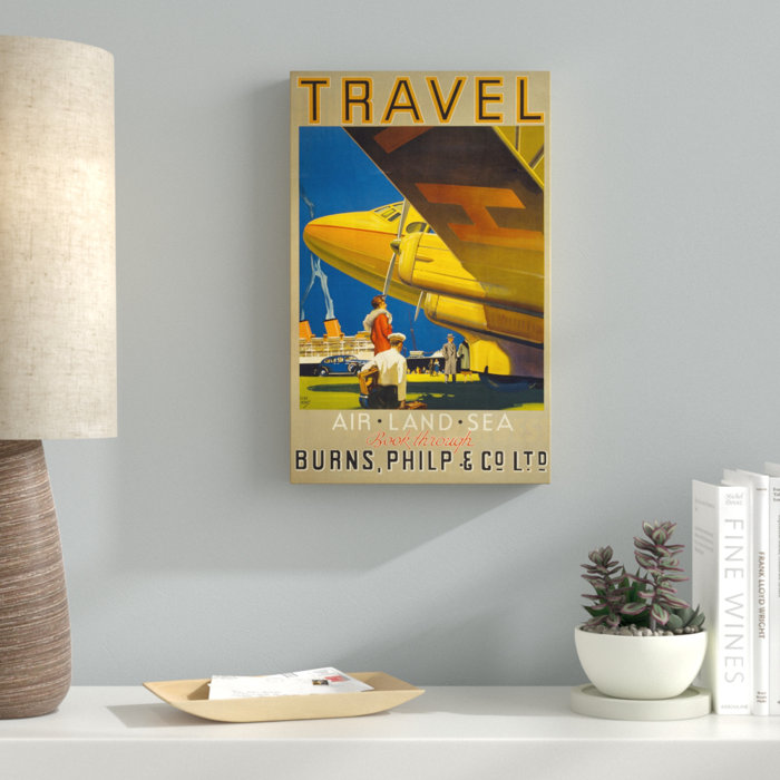 Art Deco Airplane Travel Vintage Advertisement On Wrapped Canvas Art Deco Airplane Travel Vintage Advertisement On Wrapped Canvas