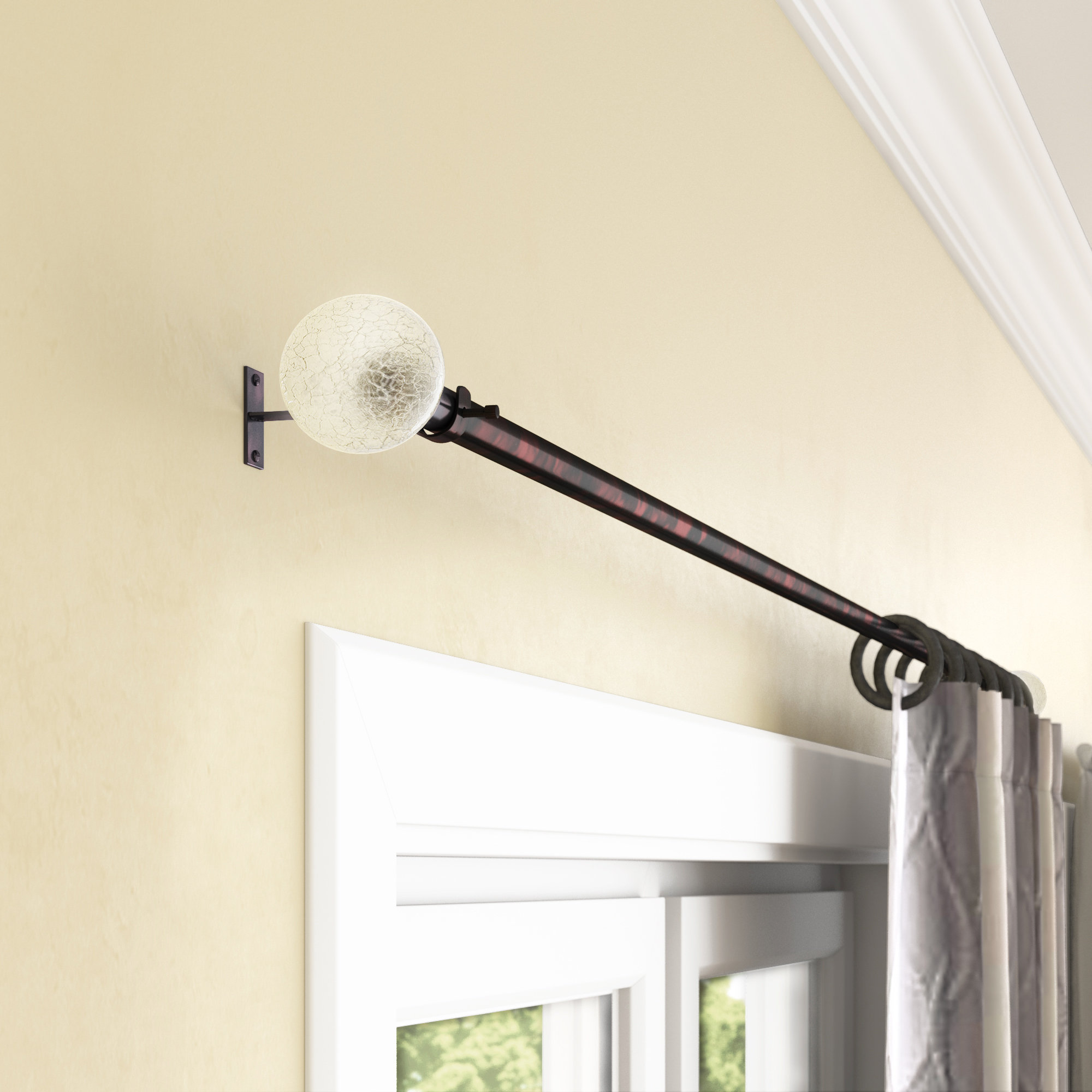 Three Posts Sheena Crackle Knob Single Curtain Rod And Hardware