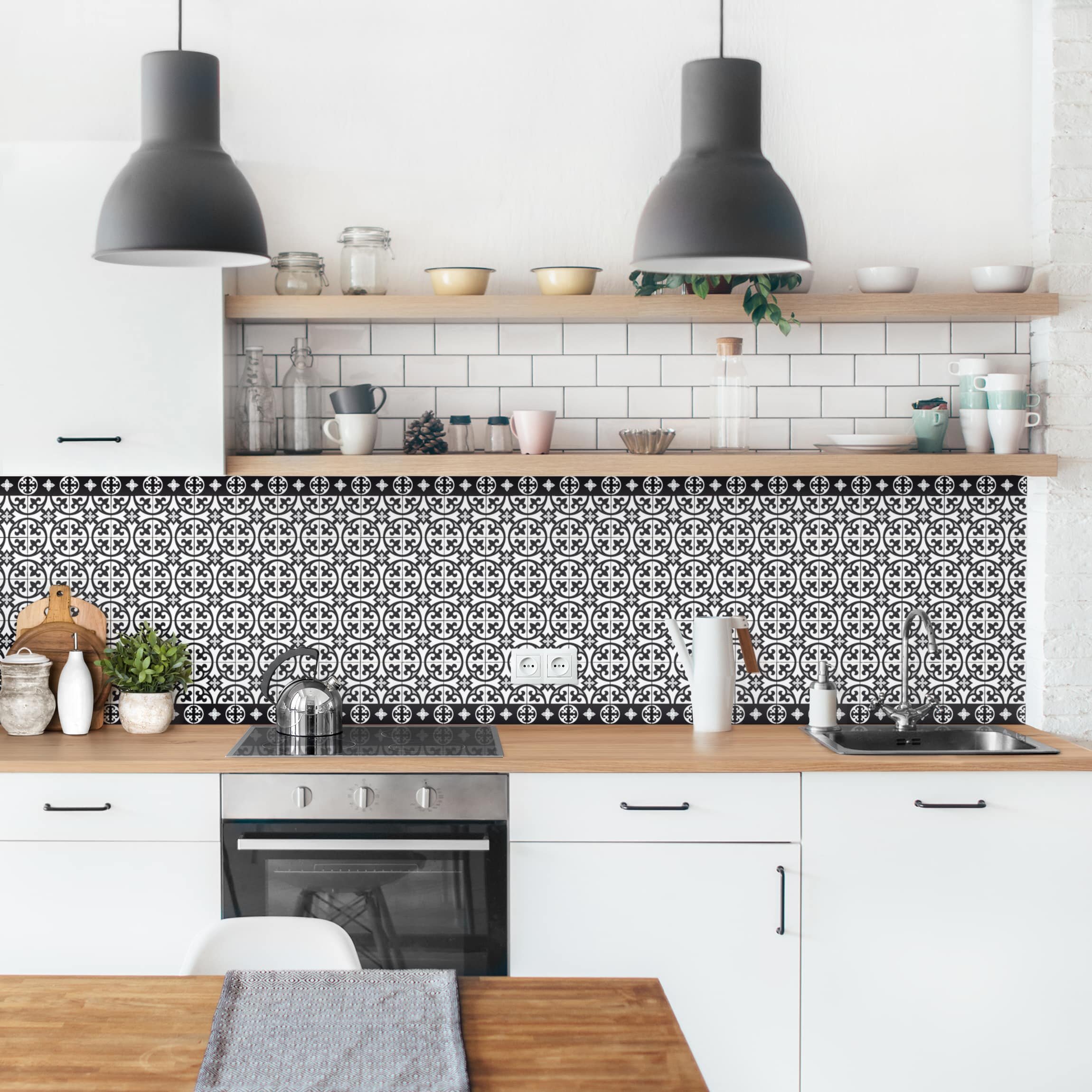 Latitude Vive Kitchen Backsplash Geometric Tile Mix Circles Blue Grey Wayfair Co Uk
