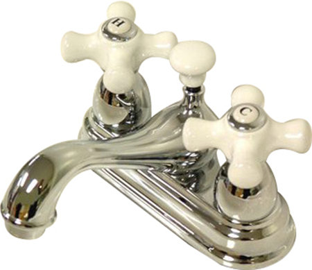 Centerset Bathroom Faucet With Double Porcelain Cross Handles Centerset Bathroom Faucet With Double Porcelain Cross Handles