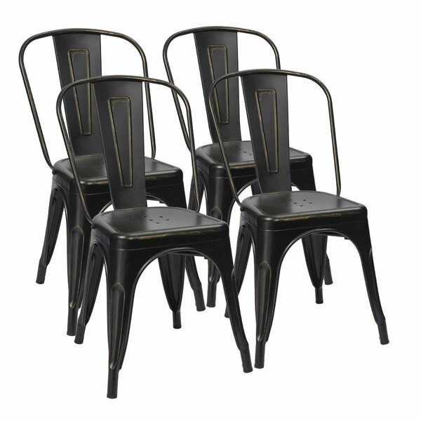 Lilian Metal Slat Back Stacking Side Chair (Set Of 4) By 17 Stories